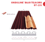 Teja cerámica curva sobre Onduline® Bajo Teja DRS* (Doble resina & Solape Seguridad) BT-235 y aislamiento XPS en forjado de hormigón